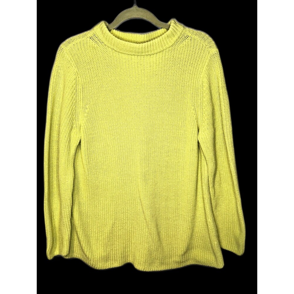 Talbots Chunky Shaker Knit Lime Green Sweater Mock Neck Classic Style Petite XLP